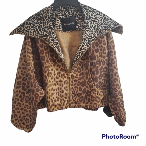 Mink COATS Jackets & Blazers - MINK COATS SIZE 1 (size LARGE-XLARGE) Cheetah Printed bomber jacket